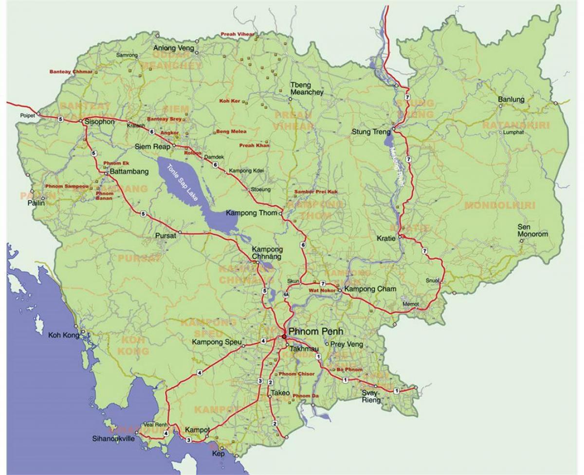 خريطة مفصلة من كمبوديا