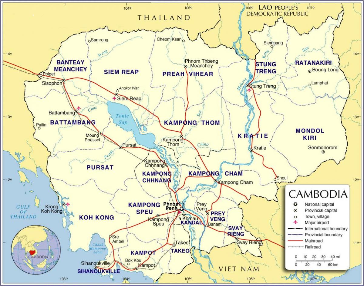 خريطة كمبوديا الطريق